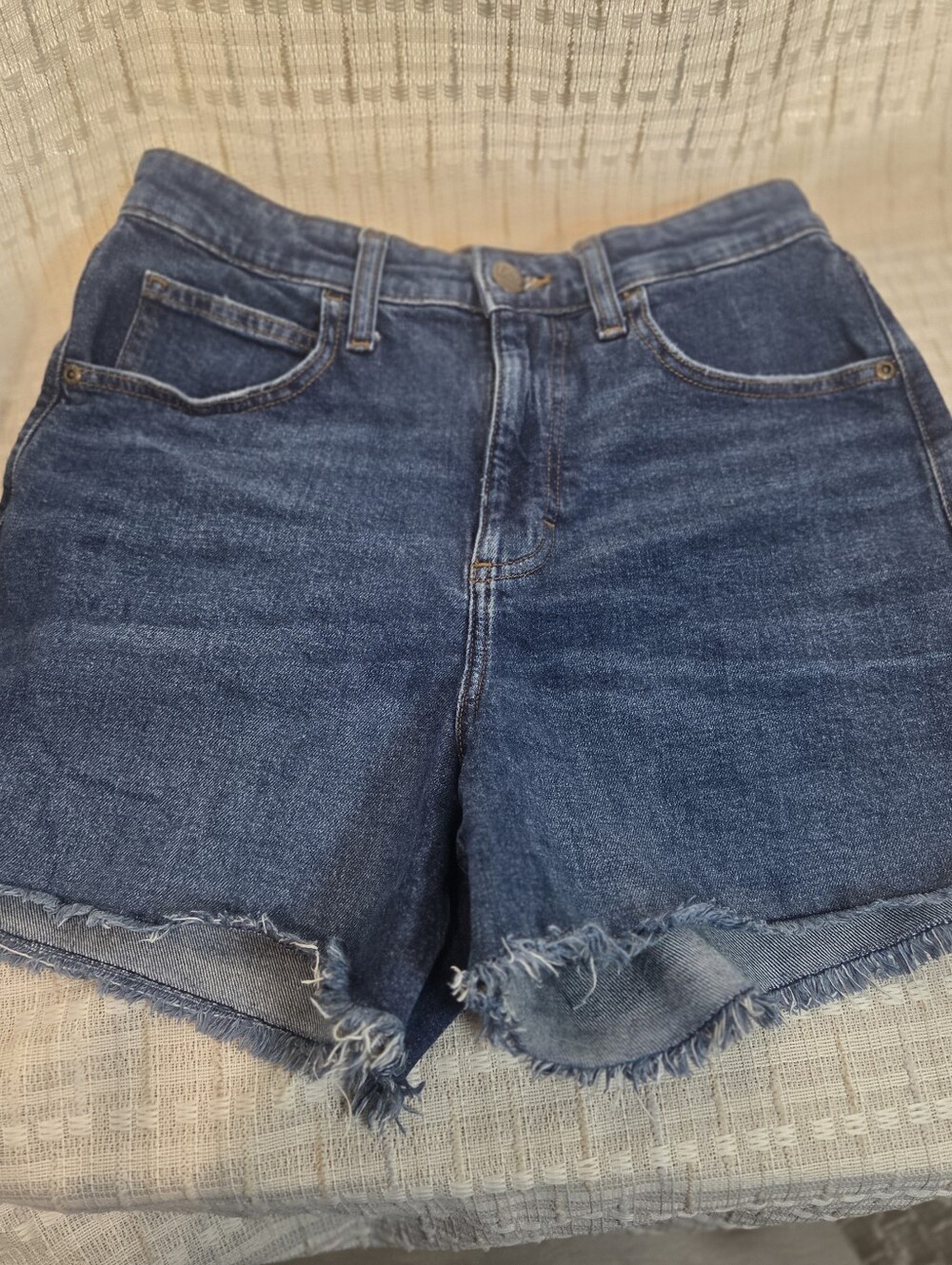 Lee Women's Dark Blue Raw Hem Denim Shorts